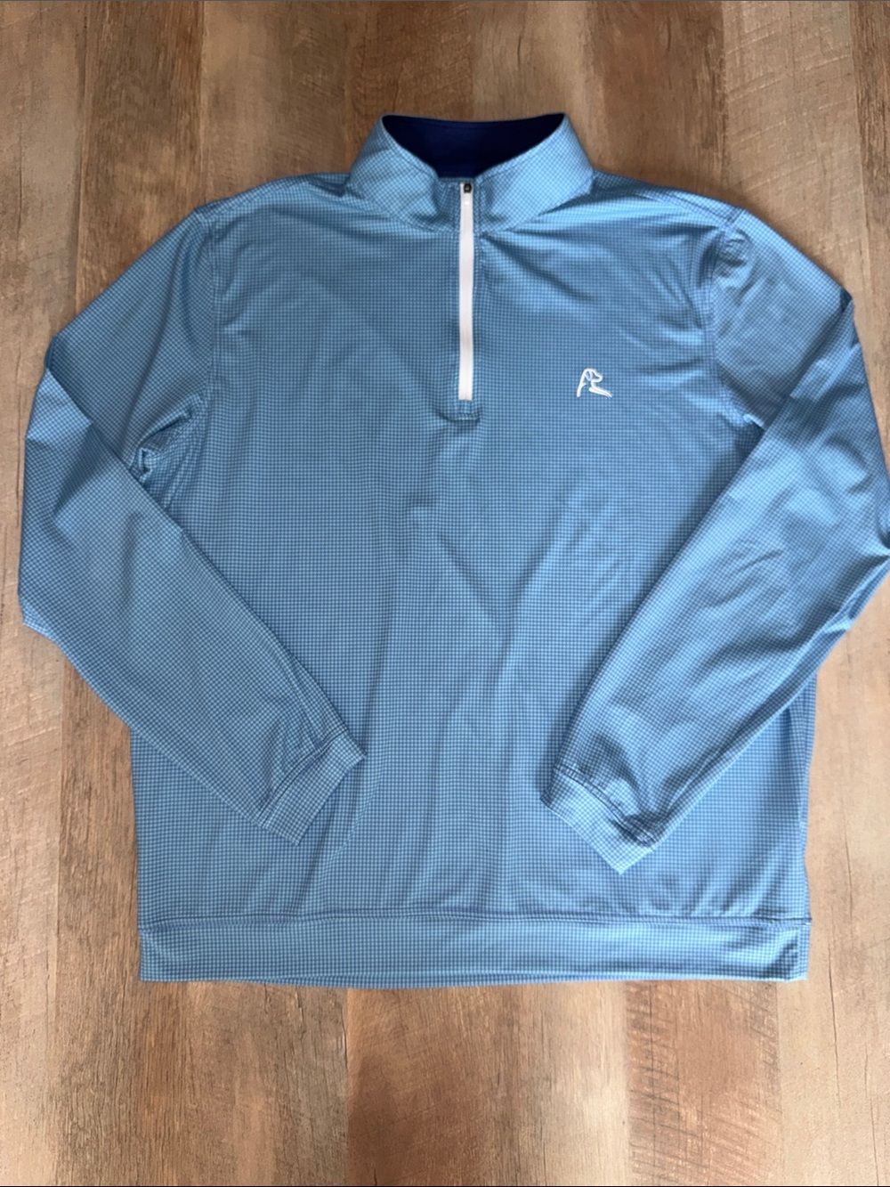 Rhoback Men's Large Light Blue micro-houndstooth print Quarter-Zip